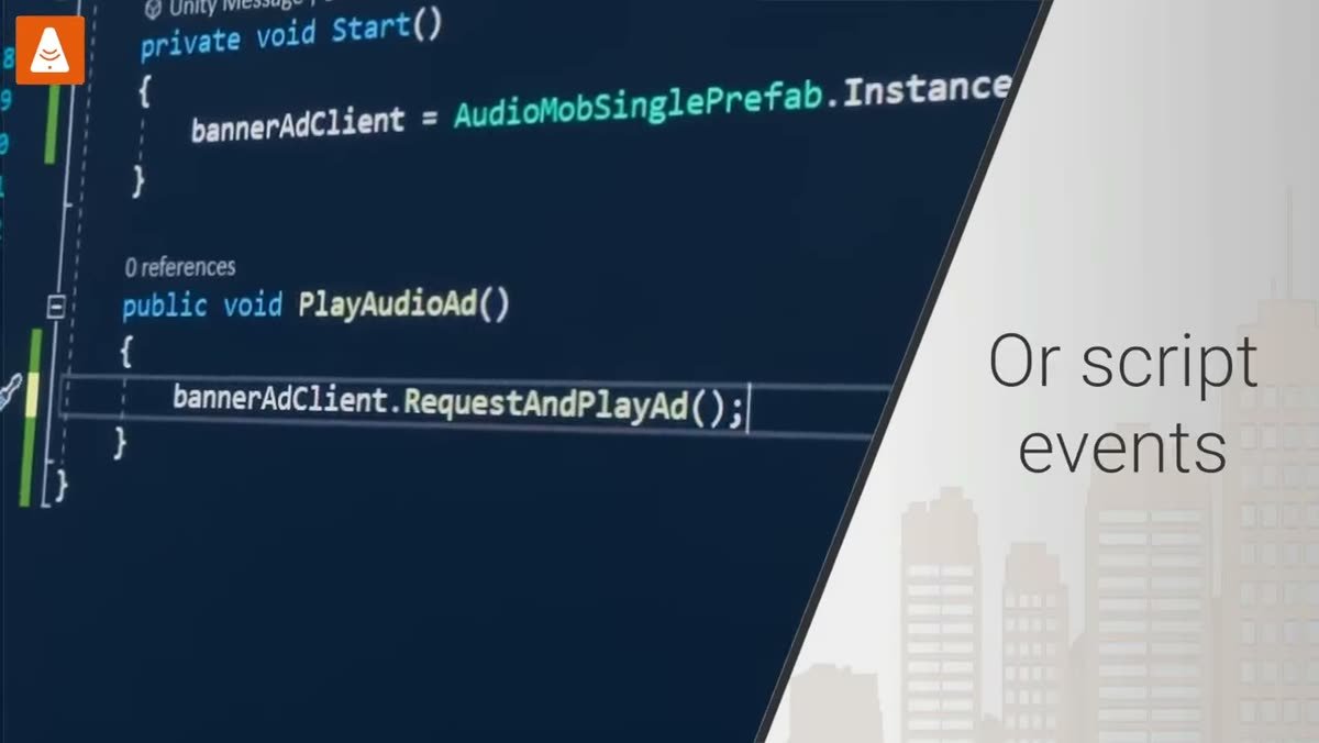 Frame from the Audiomob product video showing the Unity integration flow.