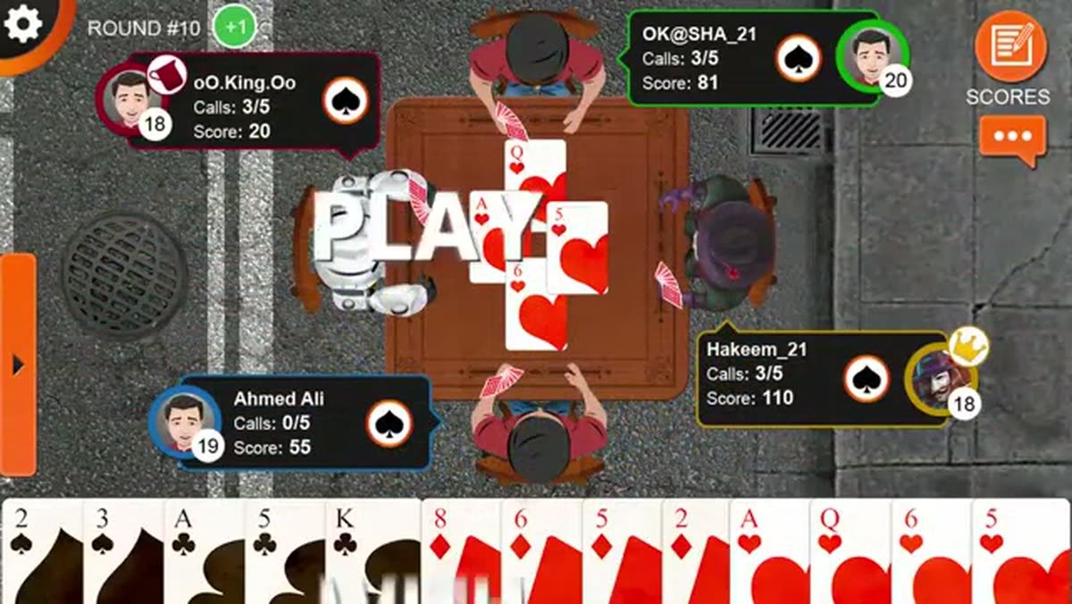 Gameplay capture from Estimation Kings showing the card table.