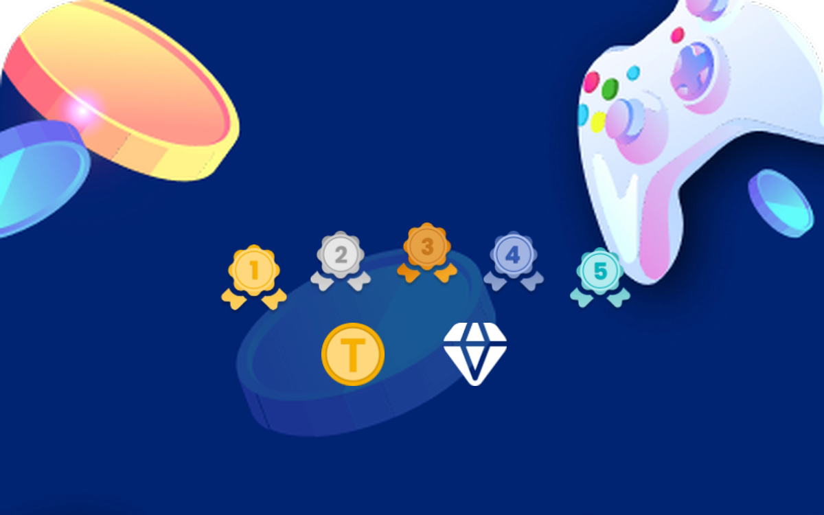 TyrAds SDK Premium Widget artwork: achievement medals, the T-Points token and a diamond.