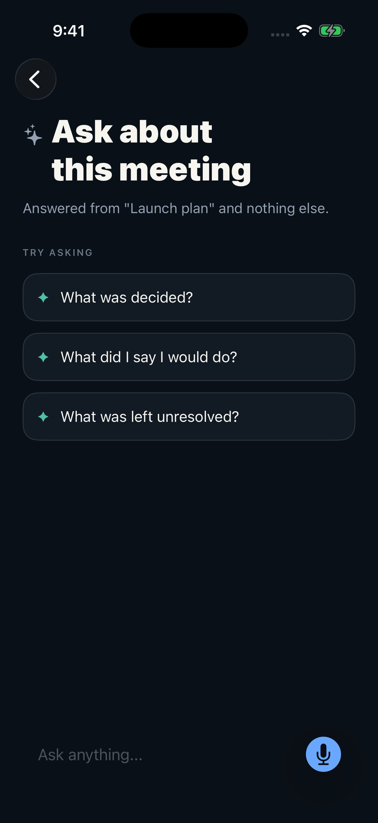 Asking a question across a captured meeting.