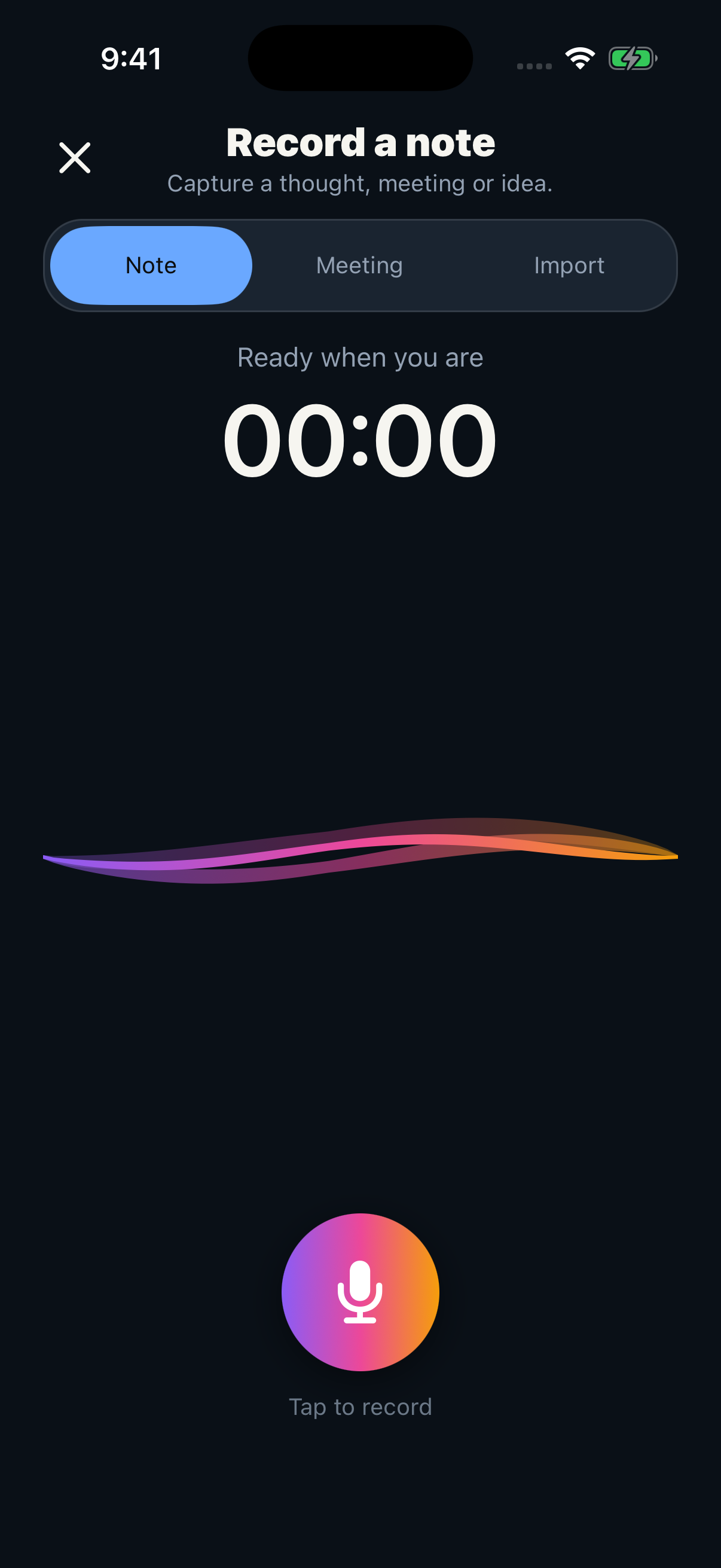 ActionNote recording screen.
